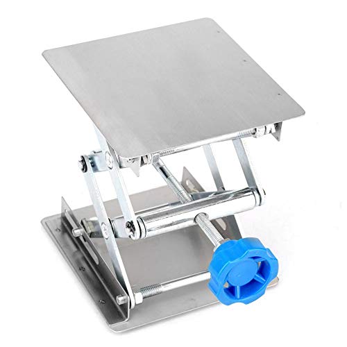 Sollevatore a cremagliera Sollevatore a pantografo per sollevatore da tavolo in acciaio inossidabile, 100 * 100 * 160mm(Blue handle)