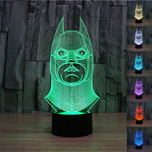 SmartEra® 3D Optical Illusion Batman modello, colore 7 che cambia, Fantastic pulsante USB tocco scrittorio LED lampada da tavolo luce