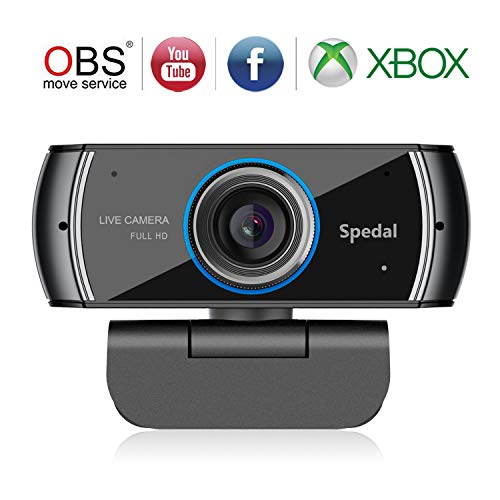 Spedal Full HD Webcam 1080p, Live Streaming PC Camera con Microfono, Webcam USB per Xbox OBS XSplit Facebook Skype, Compatibile per Mac OS Windows 10/8/7