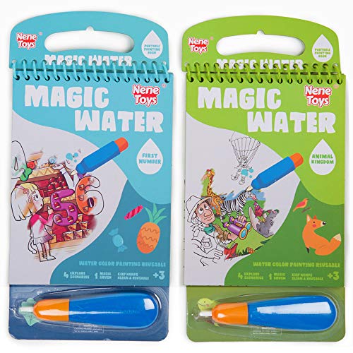 Nene Toys - Libri da Colorare per Bambini Cancellabili - con Pennarello con Serbatoio Acqua per Bambini e Bambine di 3, 4, 5, 6, 7 Anni – Gioco Educativo con Animali e Numeri