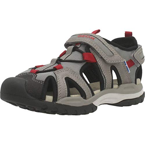 Geox J Borealis Boy A, Sandali a Punta Chiusa Bambino, Grigio (Grey/Red C0051), 36 EU