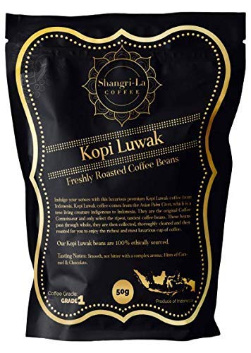 Shangri-la Coffee - Chicchi Di Caffè Selvatico Kopi Luwak - 50 Grammi (Altri Pesi E Tipi Di Fagioli Disponibili) - Sourced Sostenibile (Dall'indonesia)