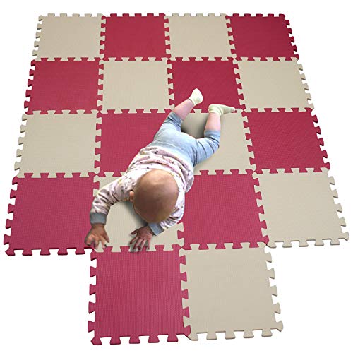 MQIAOHAM baby bambini bambino foam giochi gioco incastro mat per pezzi play puzzle schiuma tappetino tappeto Rosso Beige 109110