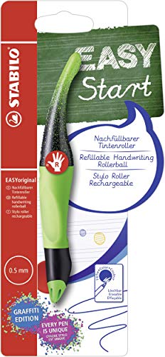 Penna Roller Ergonomica - STABILO EASYOriginal Graffiti Edition - per Destrimani - Verde/Nero - Cartuccia Blu inclusa