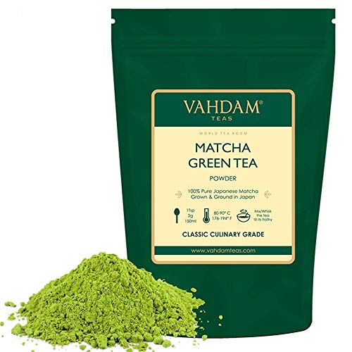 VAHDAM, Tè Verde Matcha (25 porzioni)| 100% PURO Tè in Polvere Matcha Giapponese | 137 Volte Più ANTIOSSIDANTI | Più Energia e Concentrazione | Per Detox e Perdere Peso | Superfood Giapponese | 50g