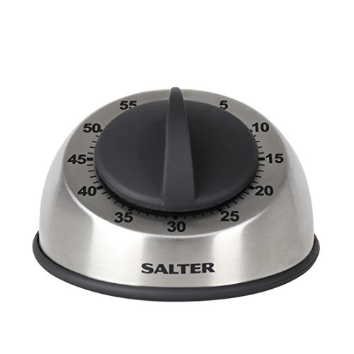 Salter 338 SSBKXR15 Temporizzatore Meccanico Per Cucina, Inox, Colore Argento/Nero