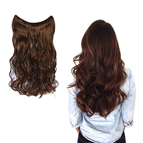 45-61 cm | Jasmine Extensions Invisibili (Castano Ondulato) | Extensions SENZA CLIP e SENZA COLLA | Capelli Sintetici 100g | Extension Con FILO Super Resistente | LISCIO o ONDULATO |