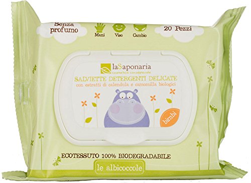 Salviette detergenti delicate senza profumo -La Saponaria-biologico certificato- 20 pz
