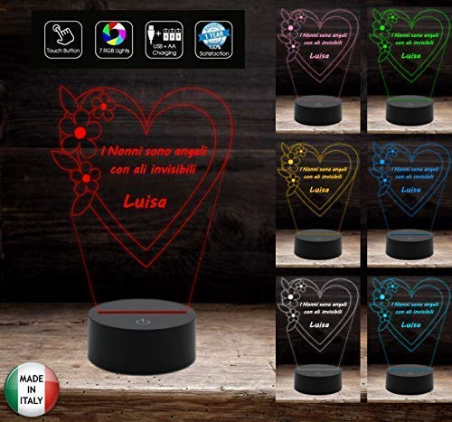 LAMPADA LED multicolore Festa dei nonni Regalo originale con frase personalizzabile arredo casa