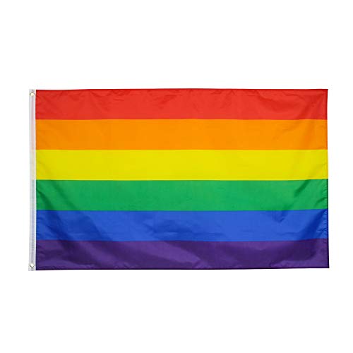 Baanuse Bandiera Arcobaleno, 150x90cm Rainbow Flag, LGBT Gay Pride, Double Stitched