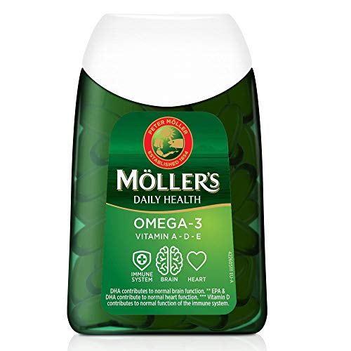 Moller’s ® | Capsule di Omega-3 | Olio di pesce | Integratore dietetico Omega-3 nordico con EPA, DHA, Vitamine A, D ed E | 166 anni di esperienza del marchio | Salute quotidiana | 112 capsule