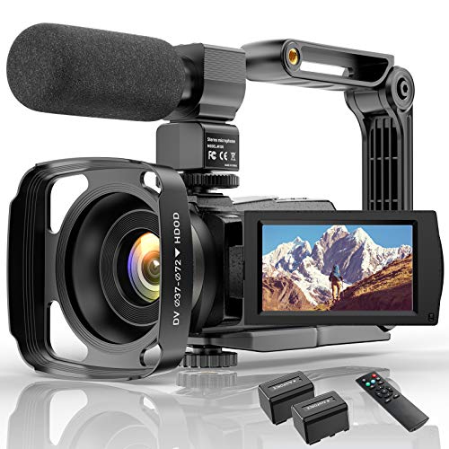 Videocamera 4K Wifi Videocamera Digitale Full HD YouTube Vlogging Registratore,IR Night 48MP 16X Zoom Digitale 3.0 Pollici Videoregistratore Touch Screen Ruotabile 270 ° con Telecomando per Microfono