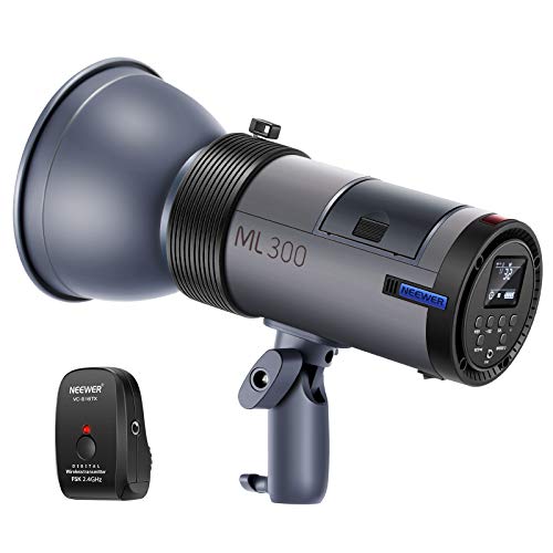 Neewer Wireless Flash Strobo da Studio Esterni ML300 GN60 300W a Batteria a Litio con 2,4G Wireless Trigger, 1000 Lampi Flash a Potenza Piena, Tempi di Ricarica in 0,4-2,5 Secondi & Attacco Bowens