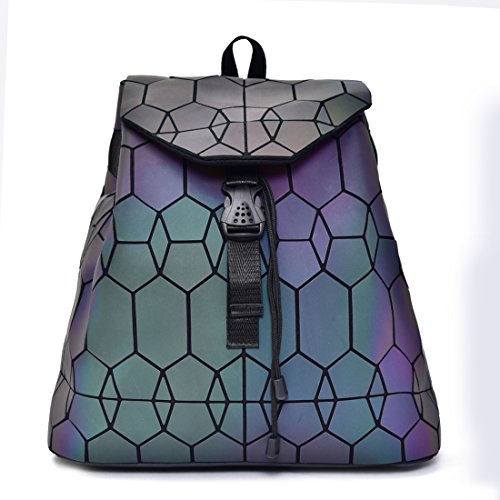 HOT ONE Colour Cambia Borse e borsette luminose geometriche Borsa olografica Borsa riflettente Borsa Moda (Luminoso Zaino No.4)