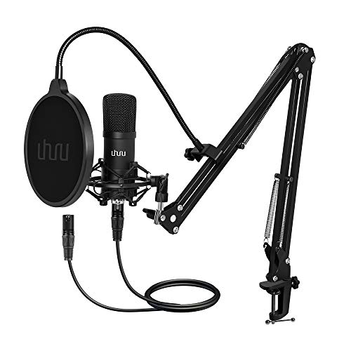 Microfono professionale a condensatore UHURU, 192 kHz/24 bit, Microfono da studio, con supporto per microfono, supporto ammortizzatore, filtro pop, per radio, registrazione, youtube e podcast