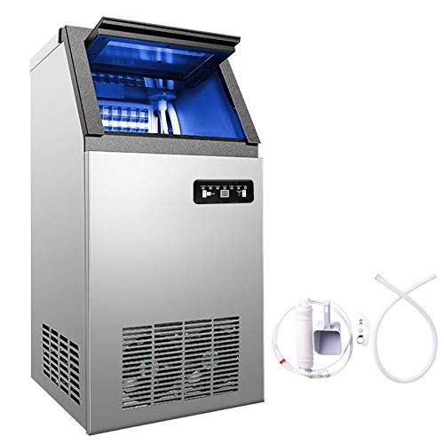 VEVOR Macchina per Ghiaccio 220V 60KG Macchina per Cubetti di Ghiaccio in Acciaio Inossidabile Commerciale Macchina Ghiaccio per Casa Ufficio Ristorante Caffetteria Bar