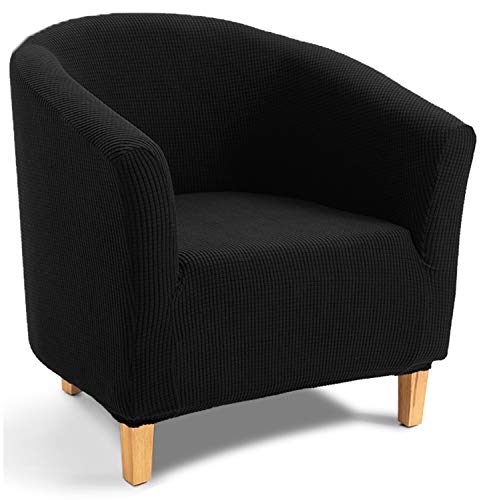 TIANSHU Poltrona da Cocktail Chesterfield Fodere coprisedia, Elasticizzato Jacquard Antiscivolo 1-Pezzo Fodere coprisedia Tub Chair Copridivano(Copertura della Sedia della Vasca,Nero)