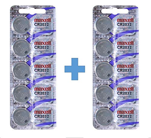 Maxell CR2032 - Batterie a bottone al litio, 3 V, 2 confezioni da 5