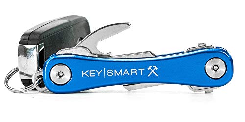 KeySmart Rugged - portachiavi multifunzione con apribottiglie e clip da tasca per le tasche (max. 14 chiavi, blu)