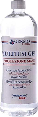 Multiusi Gel - Gel igienizzante Pronto all'Uso per l'Igiene delle Mani, da usare Senz'Acqua, Flacone da 1 Litro.
