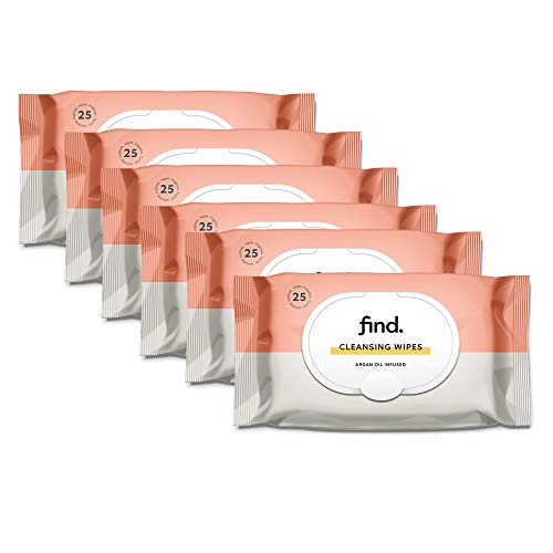 FIND - Salviette detergenti infuse con olio di Argan (Adatte per pelli secche)- 6x25 (150 salviette)
