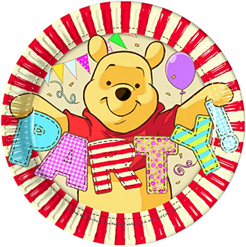 8 piatti piccoli 20 cm Winnie the Pooh in cartoncino per feste