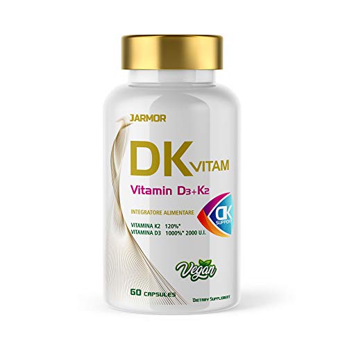 Jarmor Integratore DK Vitamina D D3 + K2 MK7 Ossa Menopausa Sistema Immunitario Vegan 60 capsule