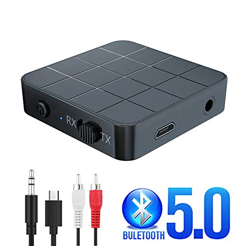 Mekta - Ricevitore Audio Bluetooth, 2 in 1, Ricevitore Audio Bluetooth 5.0 con connettore RCA da 3,5 mm, Jack AUX da 3,5 mm, Adattatore Stereo USB Wireless per Auto, TV, MP3, PC