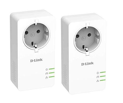 D-Link DHP-P601AV Starter Kit di 2 Adattatori Powerline con Presa Passante, Porta Gigabit, AV1000, Velocità fino a 1000Mbps, per Streaming HD e Gioco Online, Plug&Play (Facile Configurazione), Bianco