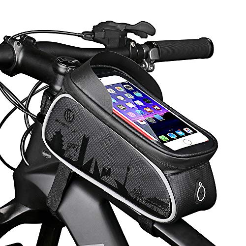 HEKIWAY Borsa per Telaio Bici Borsa per Bici Impermeabile e Parasole Bicicletta Borsa di stoccaggio di Grande capacità con Foro per Cuffie per Qualsiasi Smartphone Inferiore a 7 Pollici