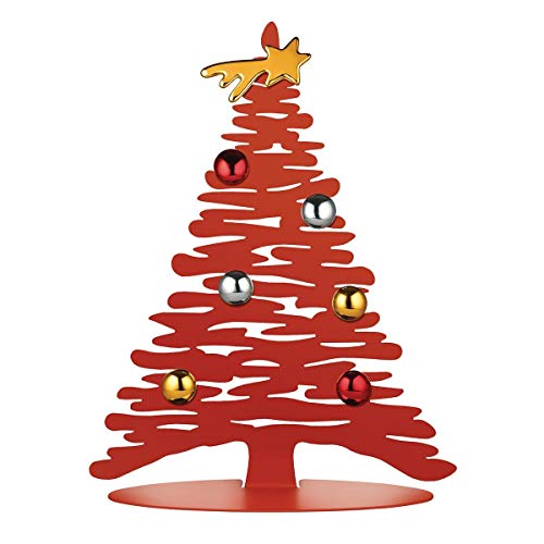 Alessi Bark For Christmas BM06/30 R Decorazione Natalizia di Design a Forma di Albero, Acciaio, Inox, Rosso, M, 1 Unità
