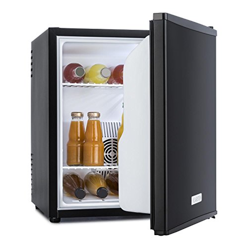 Klarstein MKS-5 - mini frigo bar, Classe A, 40 L, silenzioso, 30 dB, ca. 43x 51x48 cm, 2 ripiani, scompartimenti per bottiglie, temperatura regolabile 3 livelli, nero opaco, nero