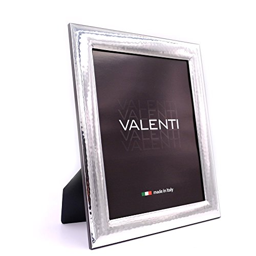 Valenti&Co - Cornice Portafoto in Argento Lucida Martellata cm 20x25. Ideale Come Regalo per Matrimonio, Compleanno di Amici, o per la Mamma e papà.
