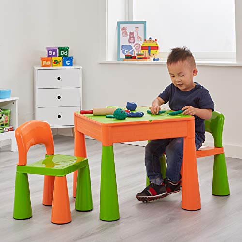 Liberty House - Tavolo multiuso per bambini con 2 sedie, colore: Verde/Arancione