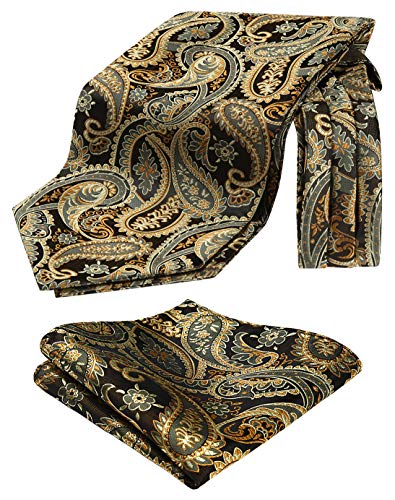 HISDERN uomini ascot cravattino tessuti broccato floreale paisley & fazzoletto set