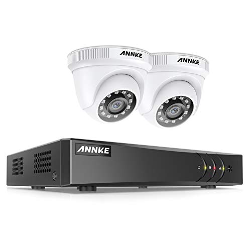 Annke 5MP DVR Kit di sicurezza 4 canali H.265+ senza disco rigido con 2 telecamera 1080P Sistema di videosorveglianza 2MP bullet bianco IP66 impermeabile visione notturna silenzioso