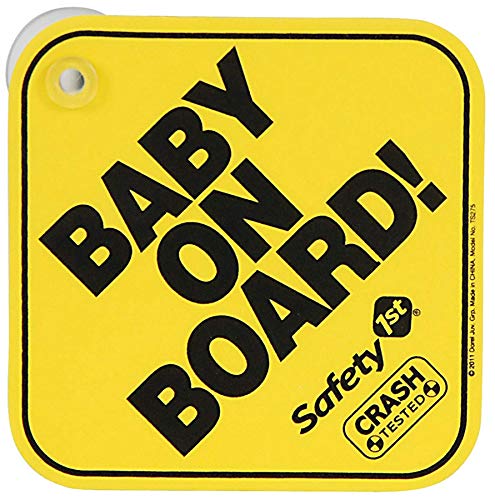 Safety 1st Scritta Bebe a Bordo con Ventosa, Baby on Board, Universale per Lunotto Posteriore Auto, Sfondo Giallo