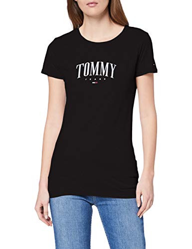 Tommy Jeans Tjw Tommy Script Tee T-Shirt, Nero (Black Bds), 36 (Taglia Unica: XX-Small) Donna