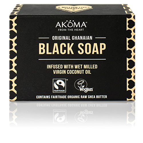 Akoma - Sapone nero grezzo biologico africano con burro di karité e olio di cocco,145 g