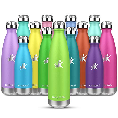 KollyKolla Bottiglia Acqua, Borraccia Termica in Acciaio Inox - 350ml,500ml,650ml,750ml - Bottiglia Bambini Doppia Parete Isolato a Vuoto, Bottiglie Sports Senza BPA per, Ufficio, Yoga, Ciclismo