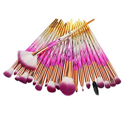 20pcs set di pennelli per trucco ombretto fondotinta in polvere eyeliner ciglia pennello per trucco miscelazione kit di strumenti cosmetici di bellezza (ROSE)