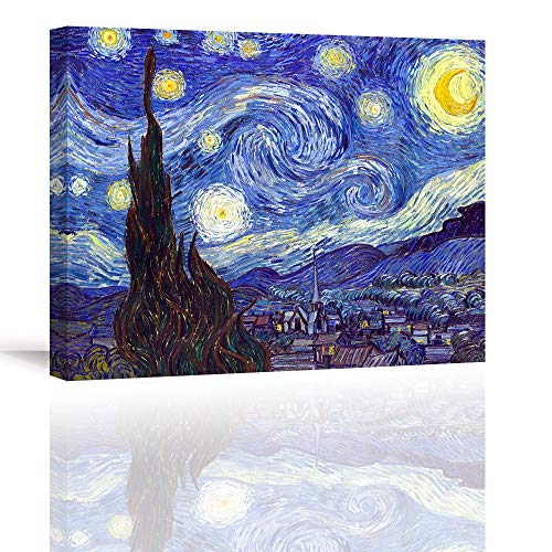 Piy Painting Stampe e Quadri su Tela Starry Night by Van Gogh Riproduzione di Famosi Dipinti ad Olio Paesaggio Astratto Pittura Tela Wall Art Bel Regalo per Home Room Decor Regalo di Natale 30x40cm