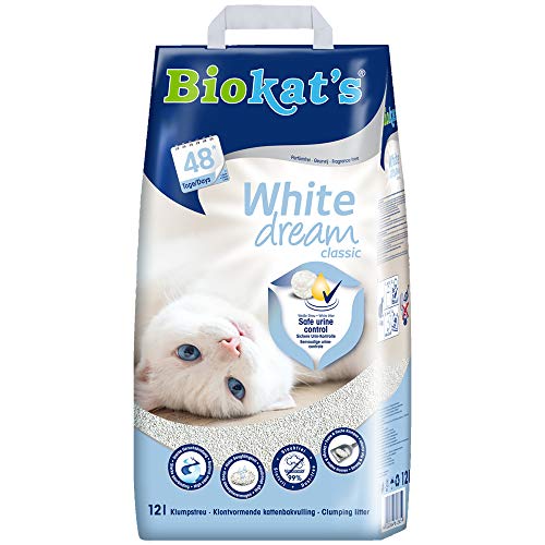 Biokat's White Dream Classic - Lettiera per Gatti in tonalità Naturale Bianca per grumi Solidi e Forti Cattivi odori, 1 Sacco (1 x 12 l)