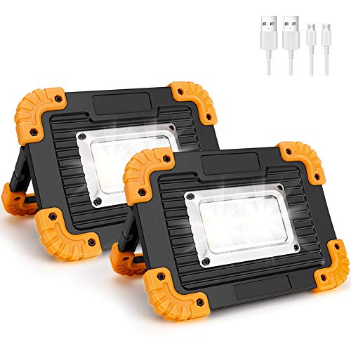 Coquimbo Luce LED Portatile, 10W 750LM LED Lampada da Lavoro Ricaricabile Impermeabile, 4 Modalità Regolabili Luce da Campeggio for Riparazione, Escursionismo etc (2 Pack)