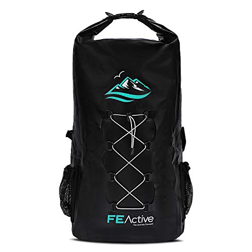 FE Active Dry Bag Zaino Impermeabile - 30L Ecologico per Uomini e Donne. Pesca, Viaggi, Spiagge, Kit di Sopravvivenza. Tasche per Macchine Fotografiche, Accessori da Pesca I Disegnato in California