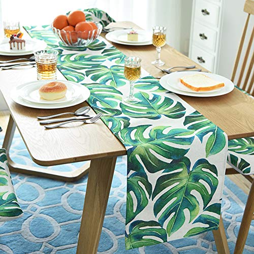 KongEU, runner da tavola europeo moderno con foglie di palma tropicale, decorazione per hotel, casa, cucina, sala da pranzo, tavolino da caffè, Style G, 30*240CM