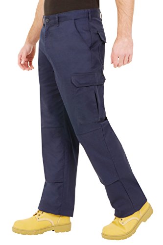 ProLuxe Pantaloni da Lavoro da Uomo, Resistenti, Modello Cargo, con Tasche Imbottite sulle Ginocchia e Cuciture rinforzate, (Blu Navy 36S)