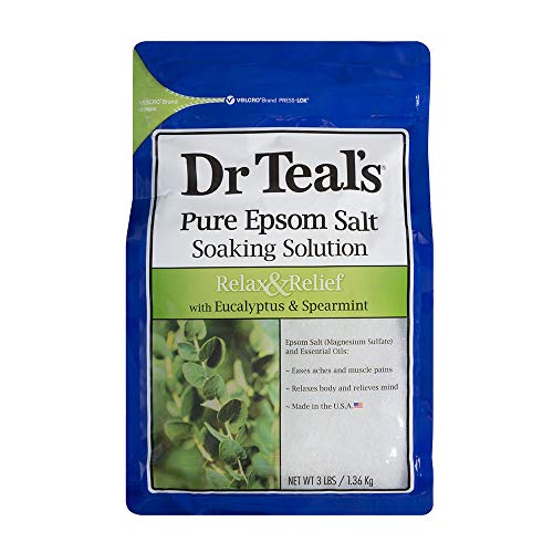Dr Teal soluzione al sale di Epson puro, per rilassarsi e trarre sollievo, agli aromi di eucalipto e menta verde, 1,36 kg