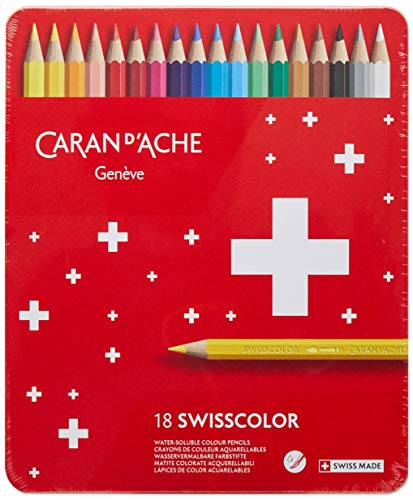 Caran d-Ache Swisscolor Aquarel 18 's – Pennino di:, Multicolore, Rosso)