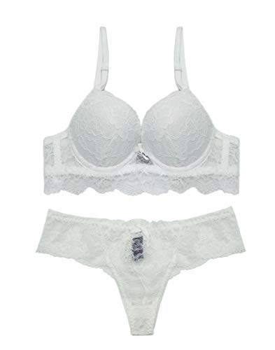 SHEKINI Completi Intimi Set Intimo Donna Reggiseni Donna con Ferretto Push up Reggiseni e Sexy Perizoma Spalline Regolabili Bowknot e Pizzo Slip Morbido e Confortevole